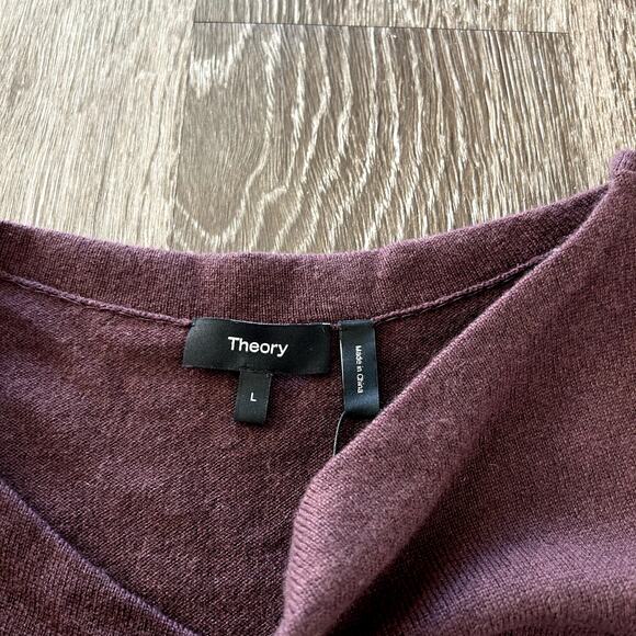 NWT Theory Boatneck Merlot 100% Cashmere Sweater Dress Sz Large Long Sleeve Midi - Picture 7 of 14